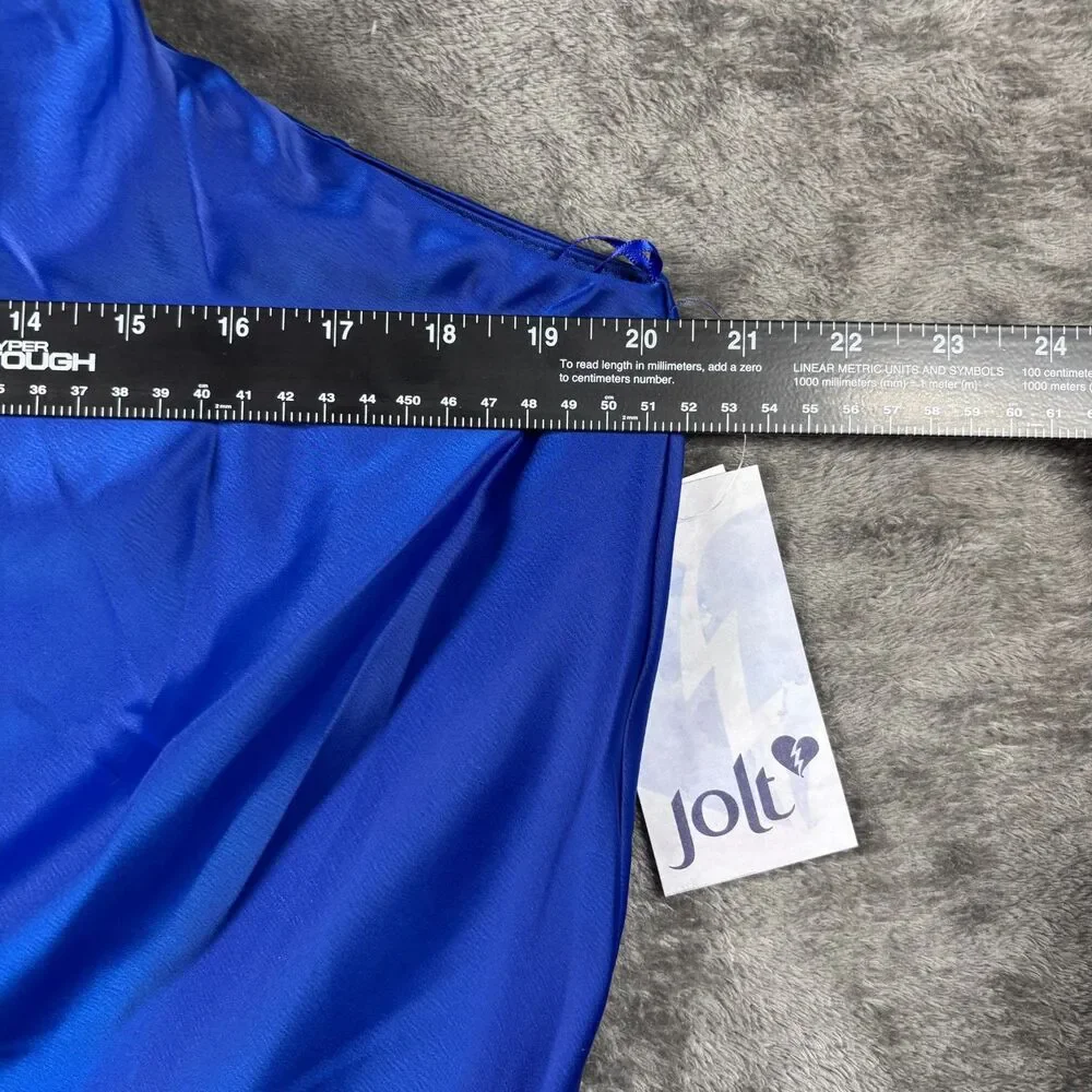 Jolt Women NEW Satin Mini Halter Dress Party Holiday Club Rave Blue Size XL J143 - Picture 6 of 13
